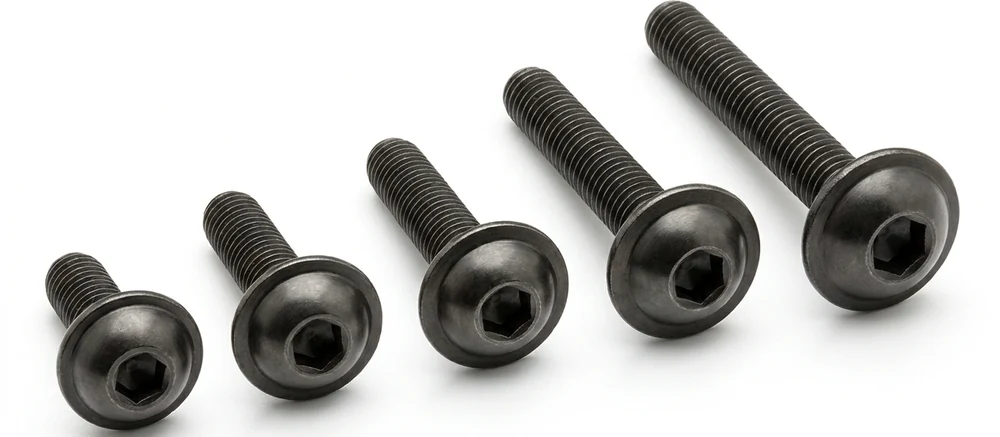 Flanged button head screws showing the integral bearing flange