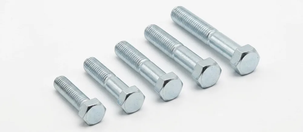 Part-threaded hex head bolts showing the plain shank under the head