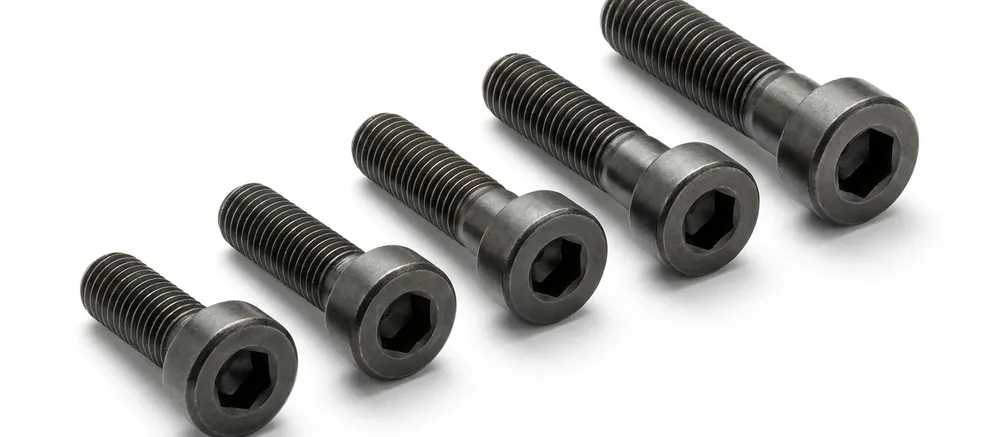 Low head socket cap screws, showing the shallow head against a standard cap